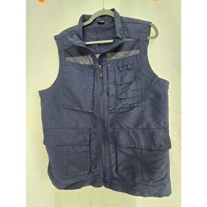Deeper Men's‎ Navy Blue Utility Vest Mesh Pockets Outdoor Fishing Hiking Camping